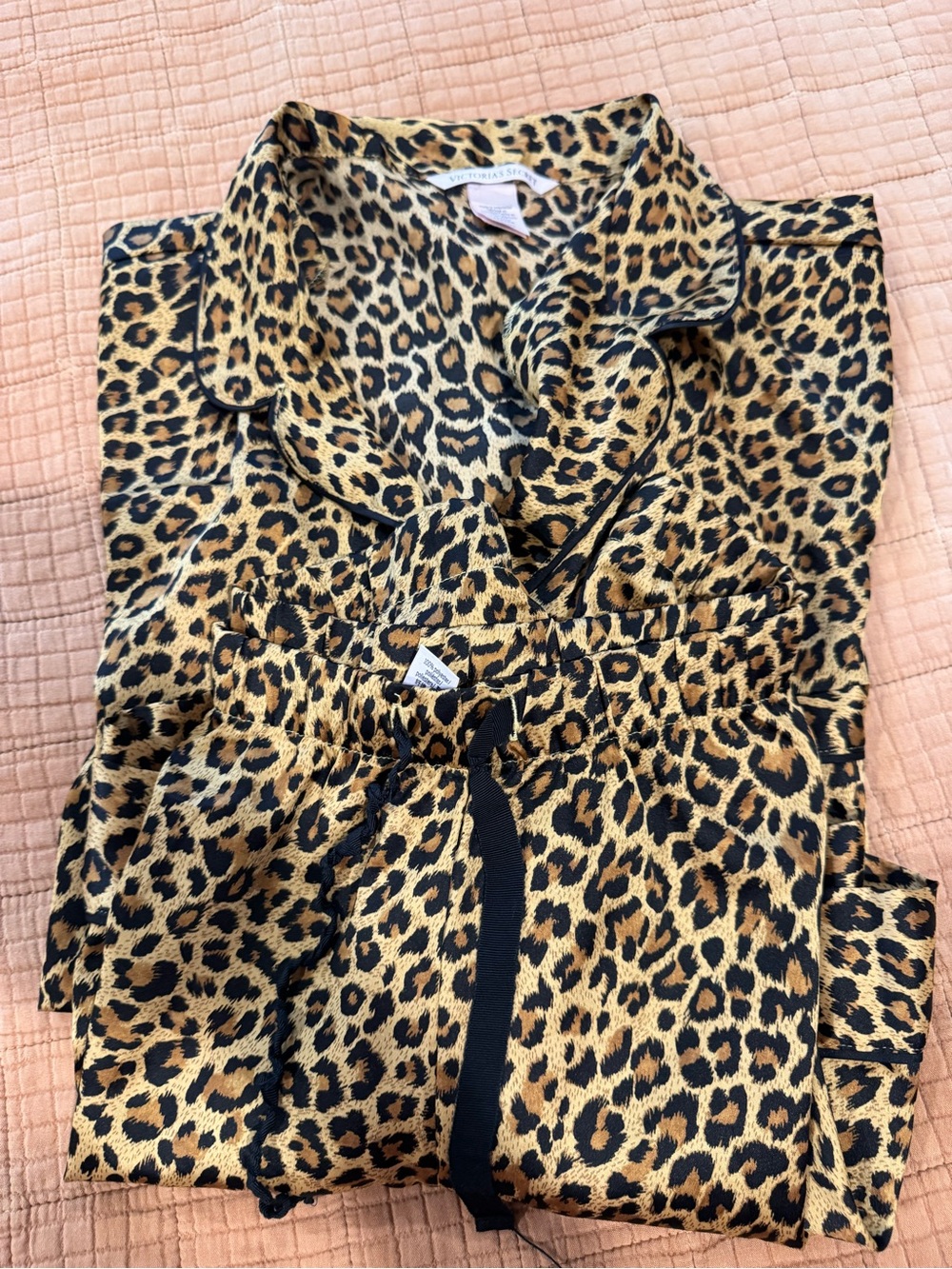 Victoria's Secret Leopard Print Pajama Set - Gold and Black